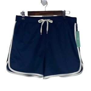 Silverwear Navy Blue White Trim Drawstring Athletic Shorts Women's Small NEW